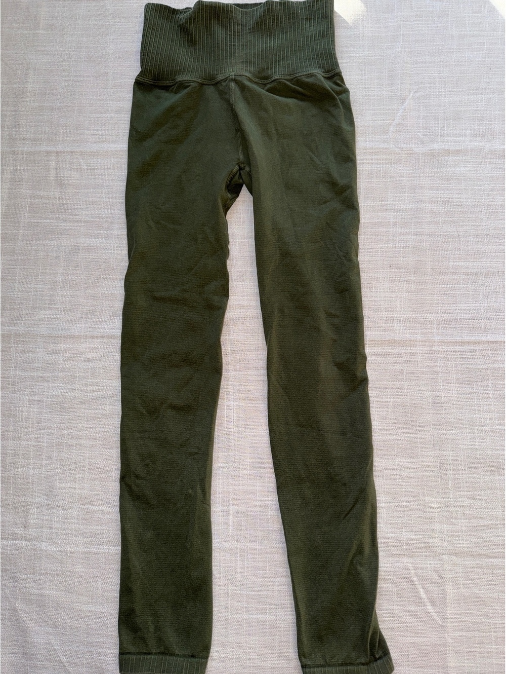 Free People Seamless Olive Green Leggings and Sports Bra Set